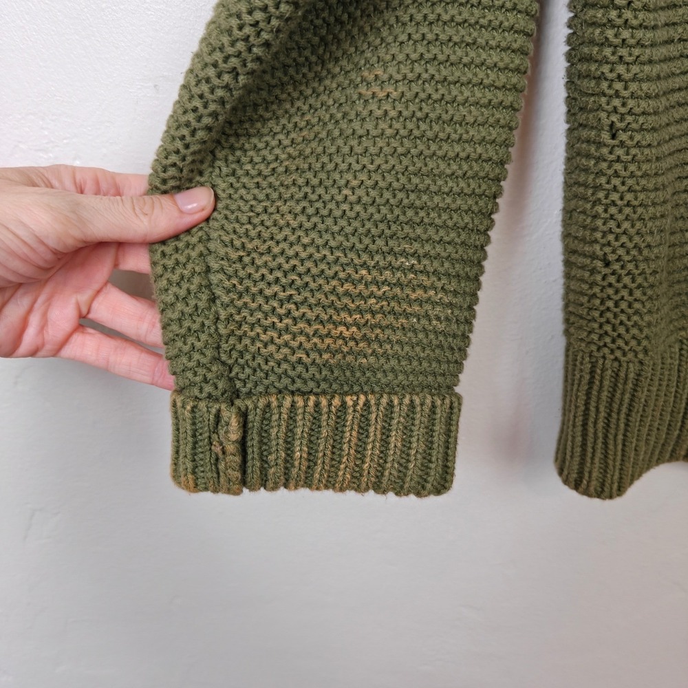 Alex Mill Nico Chunky Cardigan Womens Large Faded Olive Green Sweater FLAWED - Picture 5 of 9